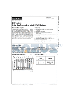 DM74AS245WM datasheet - Octal Bus Transceiver with 3-STATE Outputs