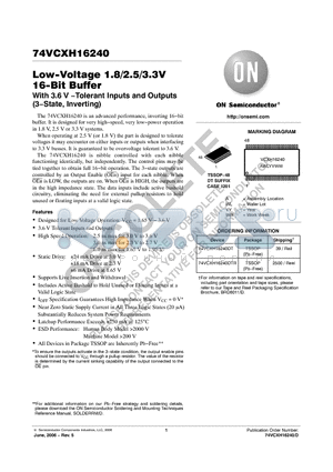 74VCXH16240 datasheet - Low−Voltage 1.8/2.5/3.3V 16−Bit Buffer