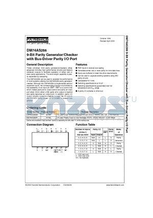 DM74AS286 datasheet - 9-Bit Parity Generator/Checker with Bus-Driver Parity I/O Port