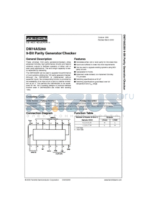 DM74AS280N datasheet - 9-Bit Parity Generator/Checker