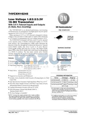 74VCXH16245 datasheet - Low-Voltage 1.8/2.5/3.3V 16-Bit Transceiver