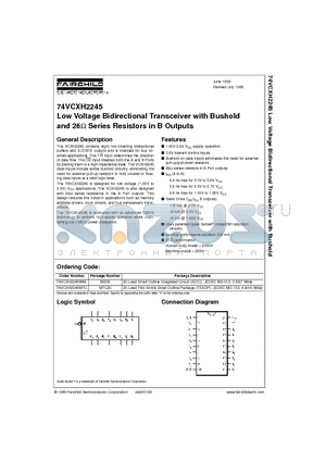 74VCXH2245MTC datasheet - Low Voltage Bidirectional Transceiver with Bushold and 26Y Series Resistors in B Outputs