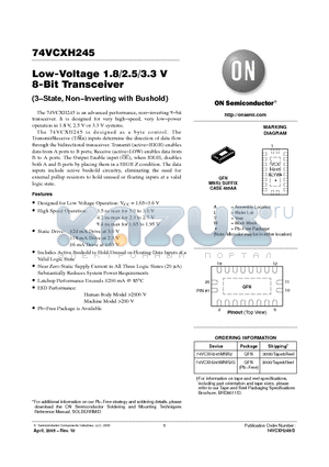 74VCXH245 datasheet - Low-Voltage 1.8/2.5/3.3 V 8-Bit Transceiver
