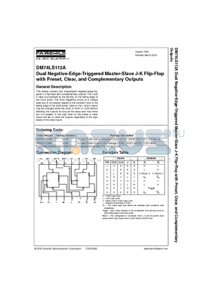 DM74KS112AM datasheet - Dual Negative-Edge-Triggered Master-Slave J-K Flip-Flop with Preset, Clear, and Complementary Outputs