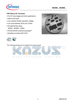 BC857B datasheet - PNP Silicon AF Transistor