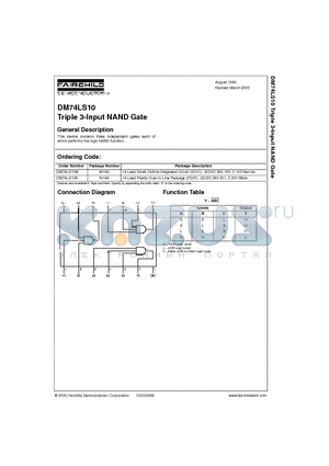 DM74LS10N datasheet - Triple 3-Input NAND Gate