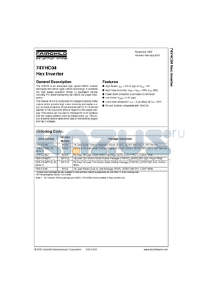 74VHC04 datasheet - Hex Inverter