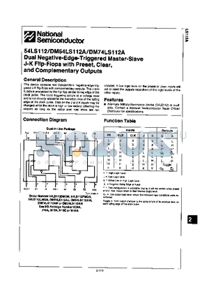 DM74LS112AN datasheet - DUAL NEGATIVE-EDGE-TRIGERED MASTER-SLAVE J-K FLIP-FLOPS WITH PRESET, CLEAR, AND COMPLEMENTARY OUTPUTS