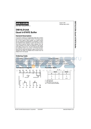 DM74LS125AM datasheet - Quad 3-STATE Buffer