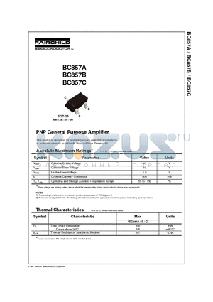 BC857C datasheet - PNP General Purpose Amplifier