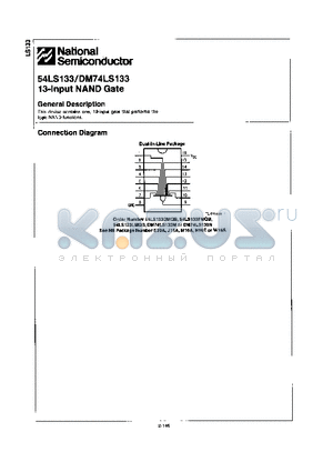 DM74LS133N datasheet - 13-INPUT NAND GATE