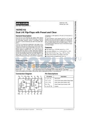74VHC112N datasheet - Dual J-K Flip-Flops with Preset and Clear