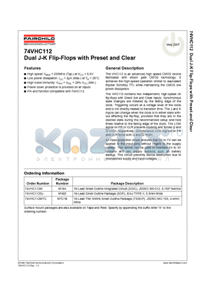 74VHC112SJ datasheet - Dual J-K Flip-Flops with Preset and Clear