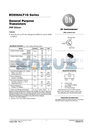 BC857CLT1G datasheet - General Purpose Transistors PNP Silicon