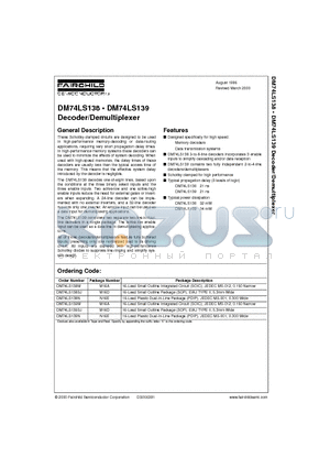 DM74LS138N datasheet - Decoder/Demultiplexer