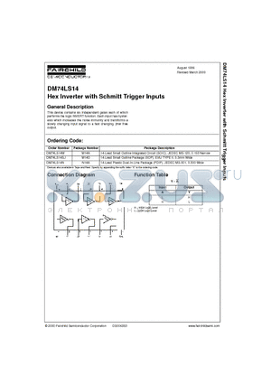 DM74LS14SJ datasheet - Hex Inverter with Schmitt Trigger Inputs