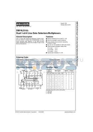 DM74LS153M datasheet - Dual 1-of-4 Line Data Selectors/Multiplexers