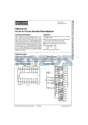 DM74LS154N datasheet - 4-Line to 16-Line Decoder/Demultiplexer