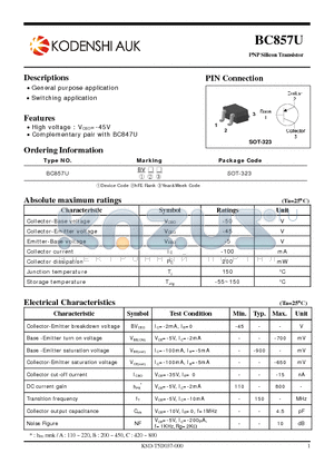 BC857U datasheet - General purpose application