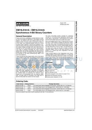 DM74LS163AM datasheet - Synchronous 4-Bit Binary Counters