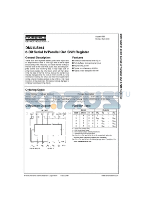 DM74LS164M datasheet - 8-Bit Serial In/Parallel Out Shift Register