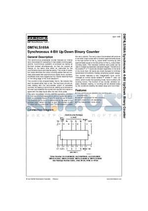 DM74LS169AN datasheet - Synchronous 4-Bit Up/Down Binary Counter