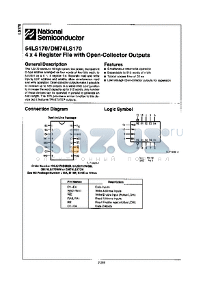 DM74LS170N datasheet - 4x4 REGISTER FILE WITH OPEN-COLLECTOR OUTPUTS