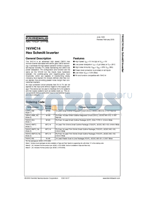 74VHC14 datasheet - Hex Schmitt Inverter