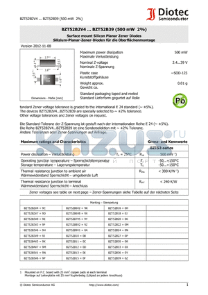 BZT52B13 datasheet - Surface mount Silicon Planar Zener Diodes