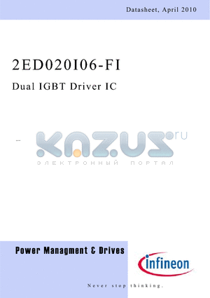 2ED020I06-FI datasheet - Dual IGBT Driver IC