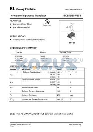 BC858C datasheet - NPN general purpose Transistor