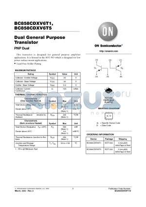 BC858CDXV6T5 datasheet - Dual General Purpose Transistor