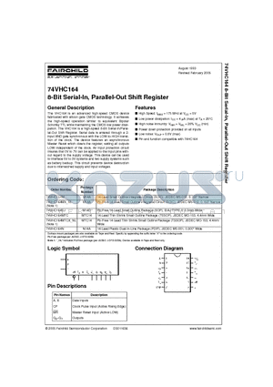 74VHC164M datasheet - 8-Bit Serial-In, Parallel-Out Shift Register