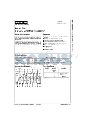 DM74LS245N datasheet - 3-STATE Octal Bus Transceiver