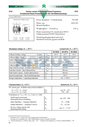 BC858S datasheet - Surface mount Si-Epitaxial PlanarTransistors