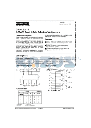 DM74LS257BN datasheet - 3-STATE Quad 2-Data Selectors/Multiplexers