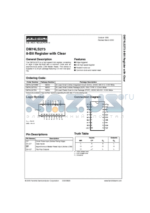 DM74LS273 datasheet - 8-Bit Register with Clear