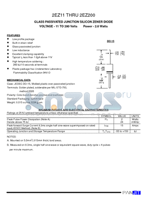 2EZ200 datasheet - GLASS PASSIVATED JUNCTION SILICON ZENER DIODE(VOLTAGE - 11 TO 200 Volts Power - 2.0 Watts)