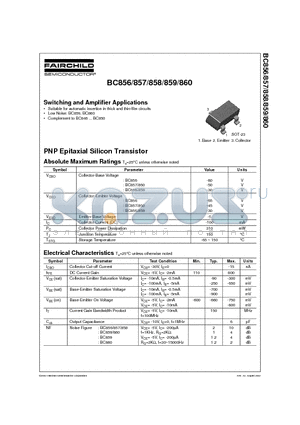 BC859C datasheet - Switching and Amplifier Applications