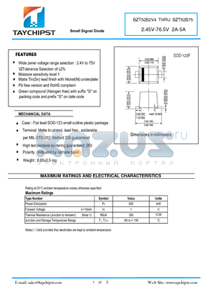 BZT52B3V0 datasheet - Small Signal Diode