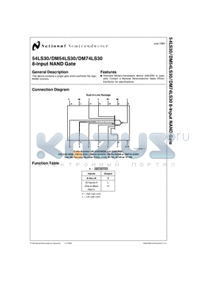 DM74LS30M datasheet - 8-Input NAND Gate