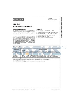 74VHC27 datasheet - Triple 3-Input NOR Gate