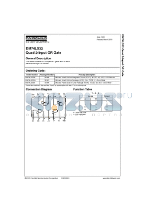 DM74LS32SJ datasheet - Quad 2-Input OR Gate