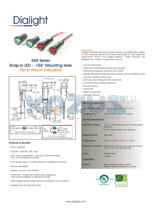 558-3001-023F datasheet - 558 Series Snap-in LED - .156 Mounting Hole