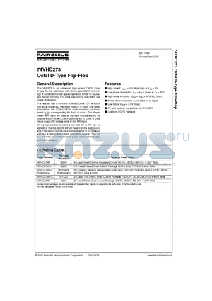 74VHC273_05 datasheet - Octal D-Type Flip-Flop