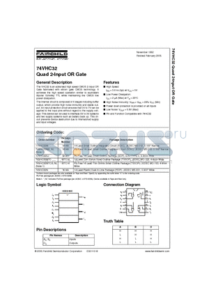 74VHC32M datasheet - Quad 2-Input OR Gate