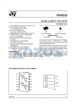 74VHC32 datasheet - QUAD 2-INPUT OR GATE