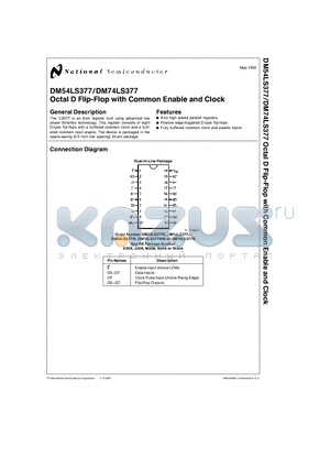 DM74LS377WM datasheet - Octal D Flip-Flop with Common Enable and Clock