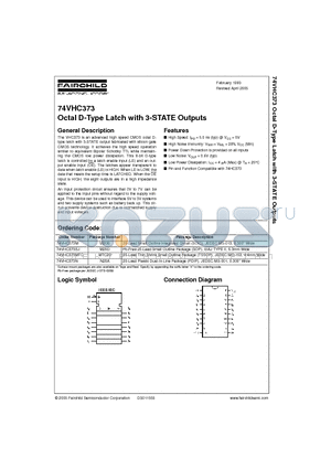 74VHC373MTC datasheet - Octal D-Type Latch with 3-STATE Outputs