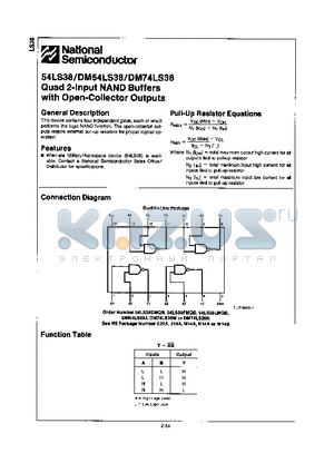 DM74LS38M datasheet - QUAD 2-INPUT NAND BUFFERS WITH OPEN-COLLECTOR OUTPUTS